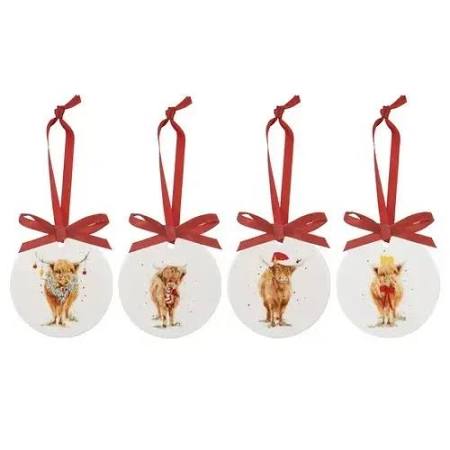 Highland Coo Christmas Hanging Decorations