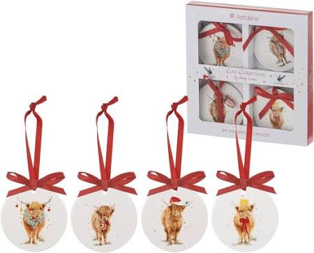 Highland Coo Christmas Hanging Decorations