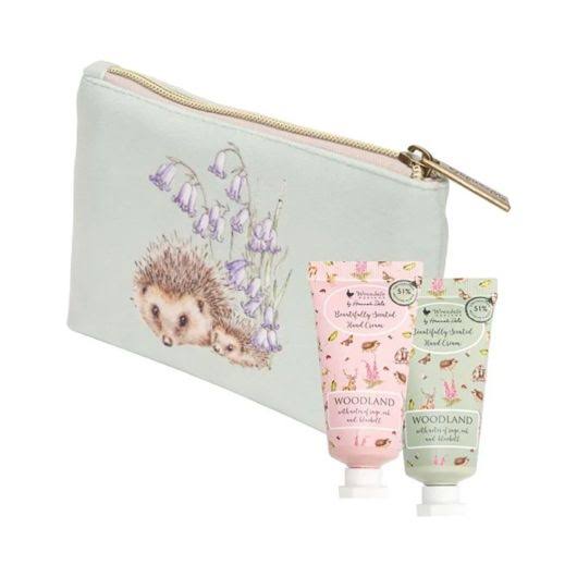 Wrendale Mini Handcream and Gift Pouch - Woodlanders  Owl and Hedgehog